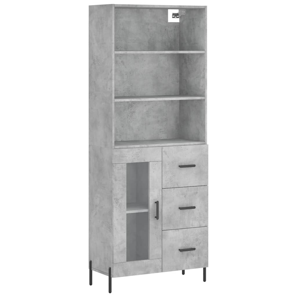 vidaXL Witrynka, szarość betonu 69,5x34x180 cm materiał drewnopochodny