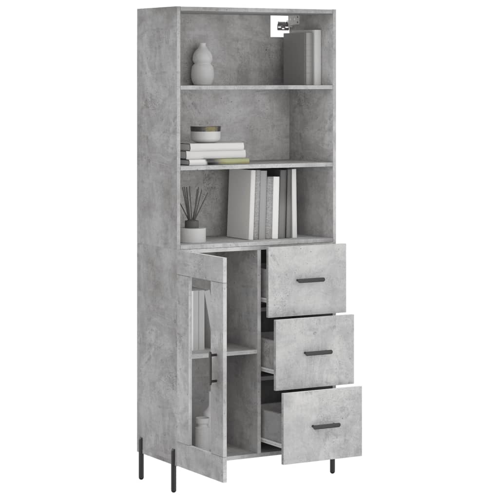 vidaXL Witrynka, szarość betonu 69,5x34x180 cm materiał drewnopochodny
