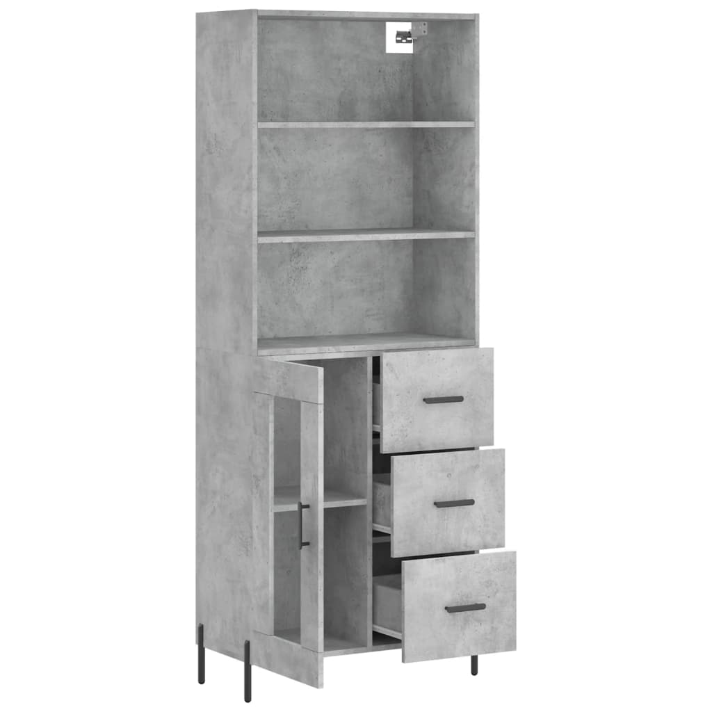 vidaXL Witrynka, szarość betonu 69,5x34x180 cm materiał drewnopochodny