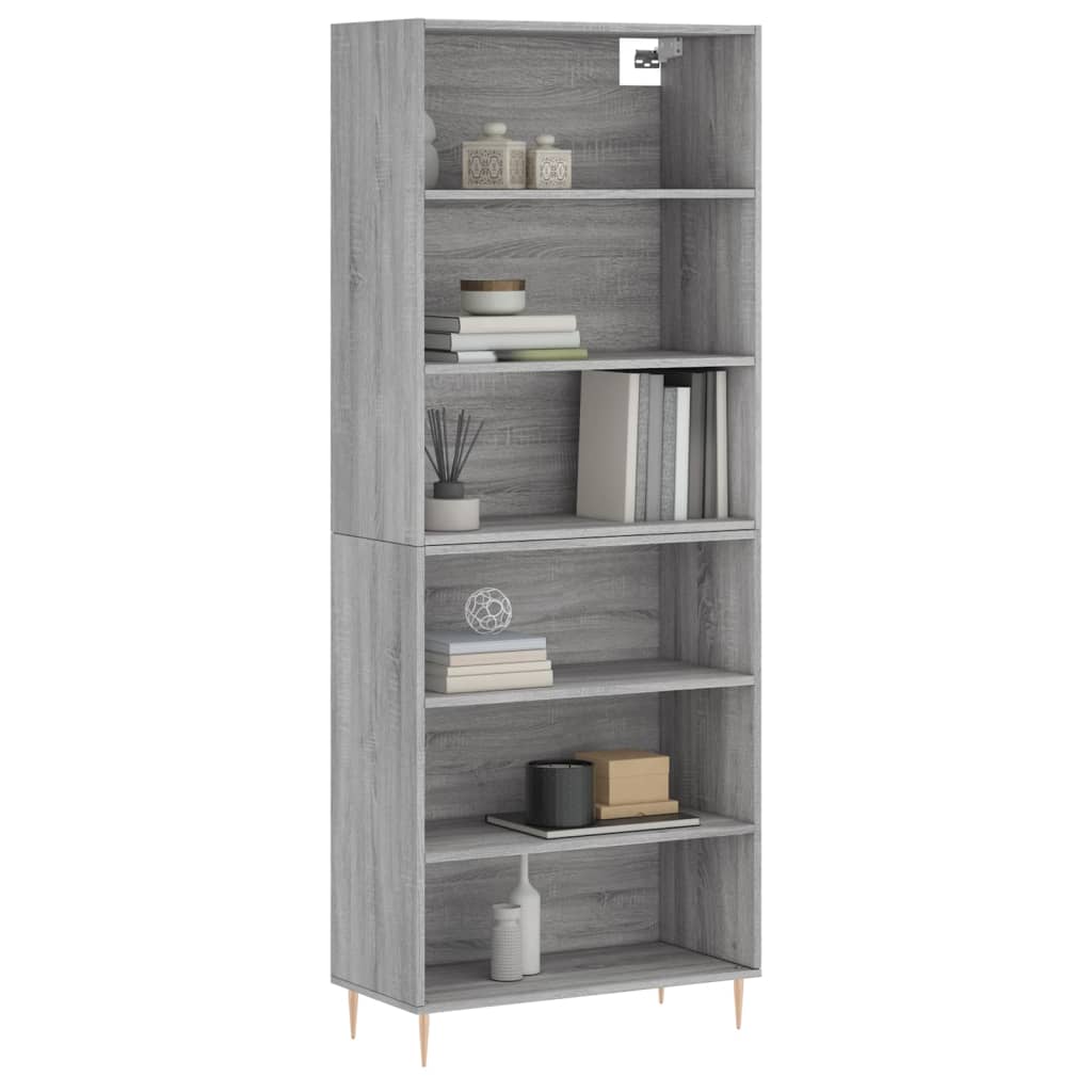 vidaXL Regał, szarość betonu, 69,5x32,5x180 cm materiał drewnopochodny