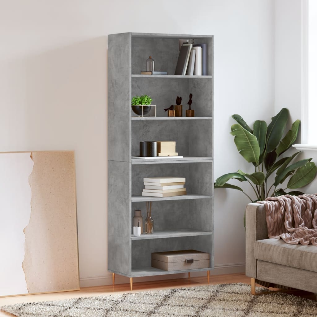 vidaXL Regał, szarość betonu, 69,5x32,5x180 cm materiał drewnopochodny