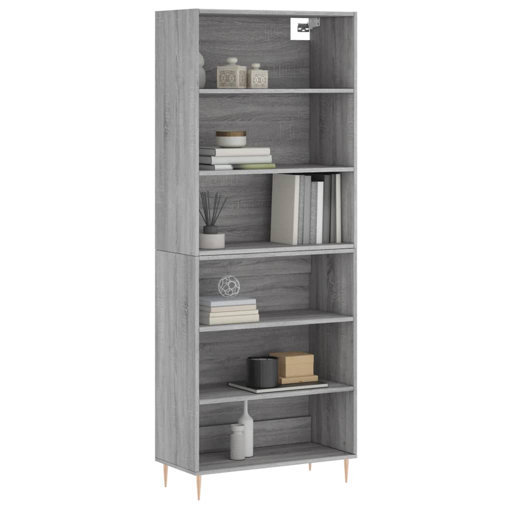 vidaXL Regał szary dąb sonoma 69,5x32,5x180 cm materiał drewnopochodny