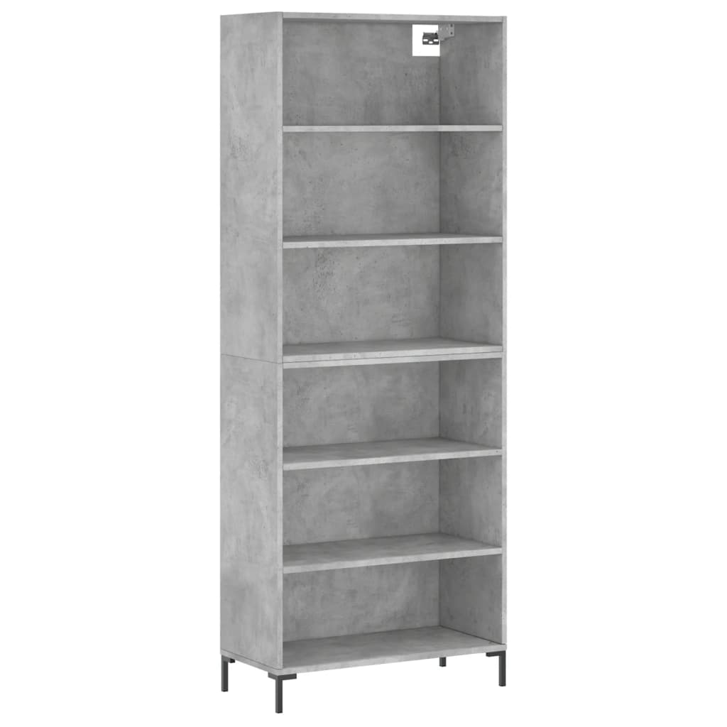 vidaXL Regał, szarość betonu, 69,5x32,5x180 cm materiał drewnopochodny