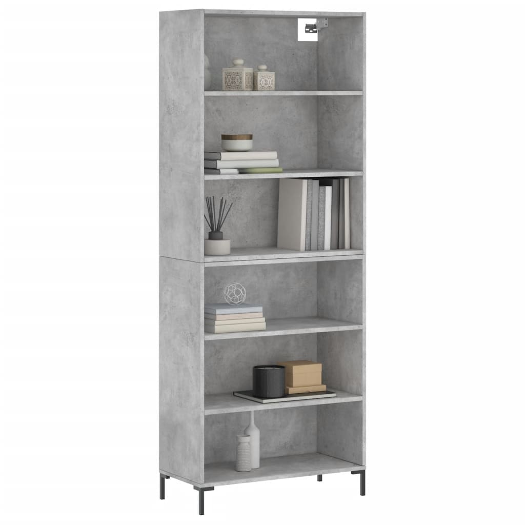 vidaXL Regał, szarość betonu, 69,5x32,5x180 cm materiał drewnopochodny