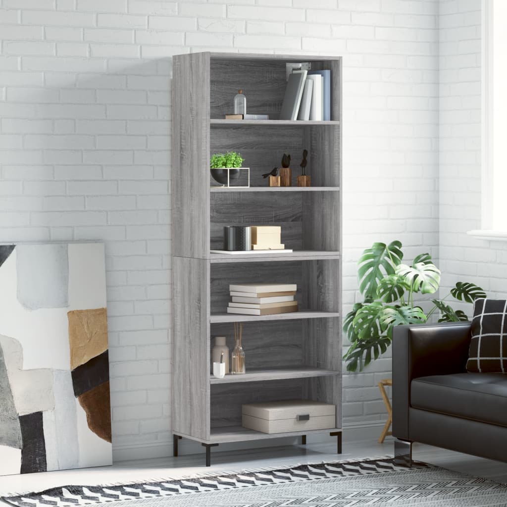 vidaXL Regał szary dąb sonoma 69,5x32,5x180 cm materiał drewnopochodny