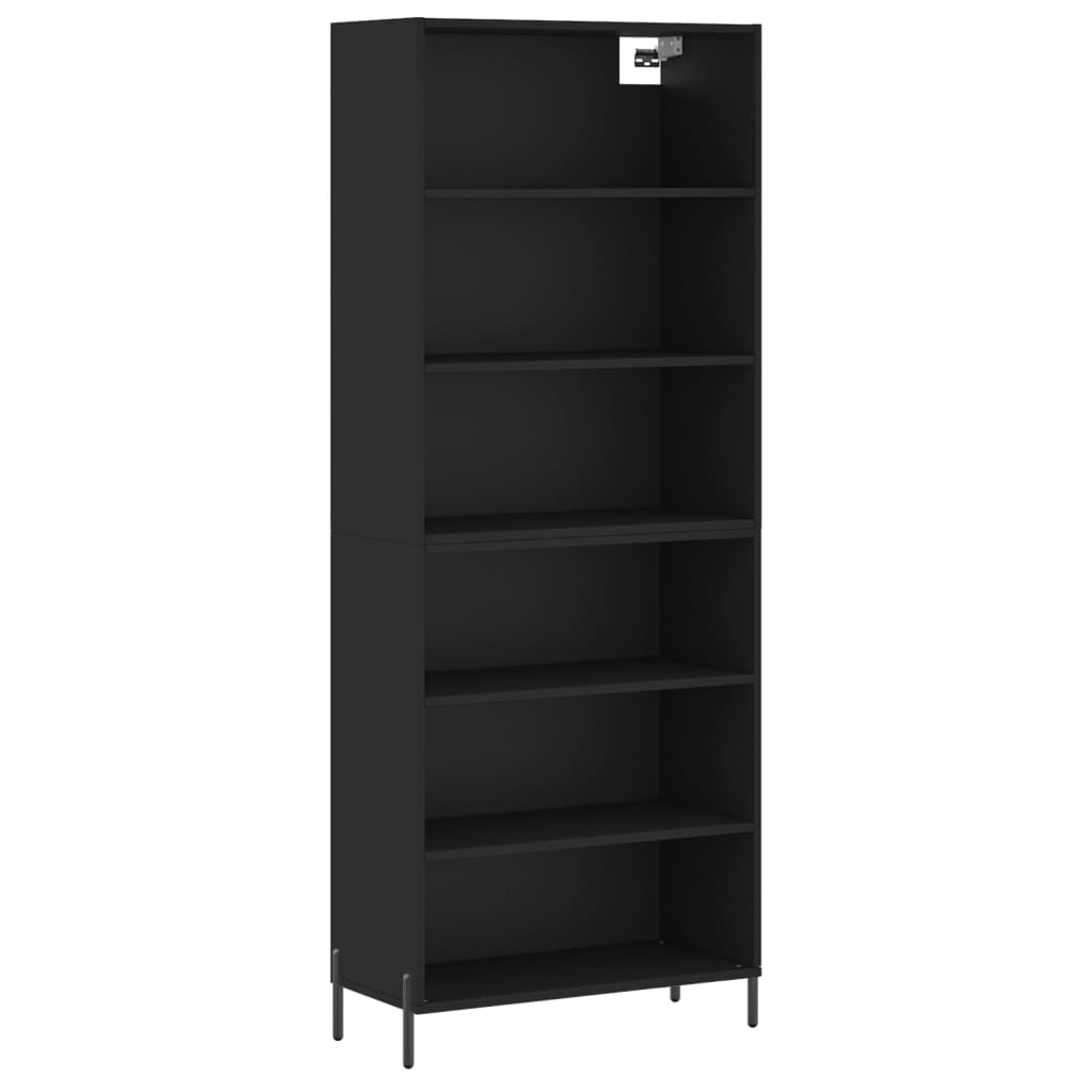 vidaXL Regał, czarny, 69,5x32,5x180 cm, materiał drewnopochodny