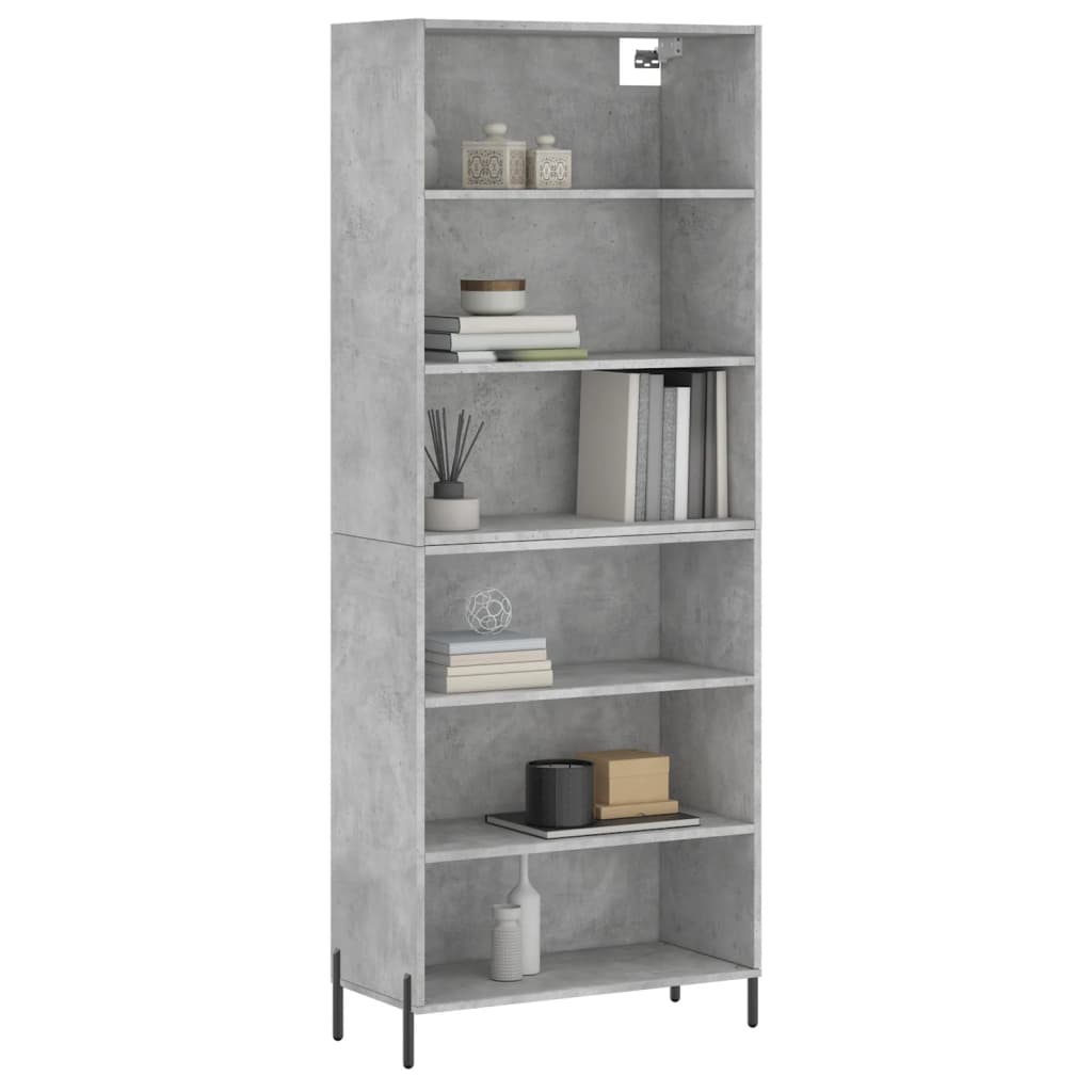 vidaXL Regał, szarość betonu, 69,5x32,5x180 cm materiał drewnopochodny