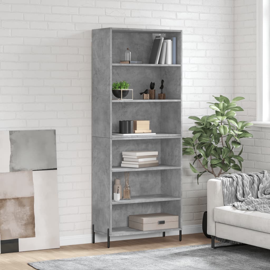 vidaXL Regał, szarość betonu, 69,5x32,5x180 cm materiał drewnopochodny