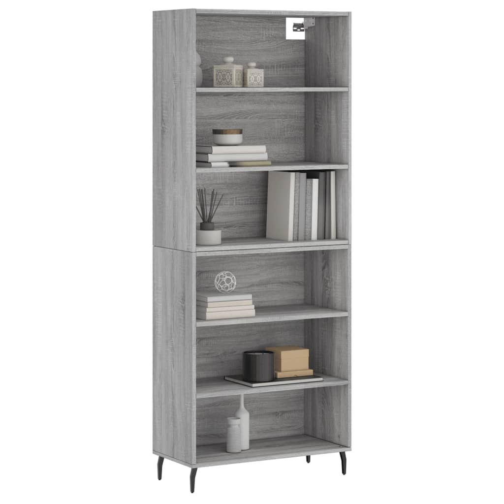 vidaXL Regał szary dąb sonoma 69,5x32,5x180 cm materiał drewnopochodny