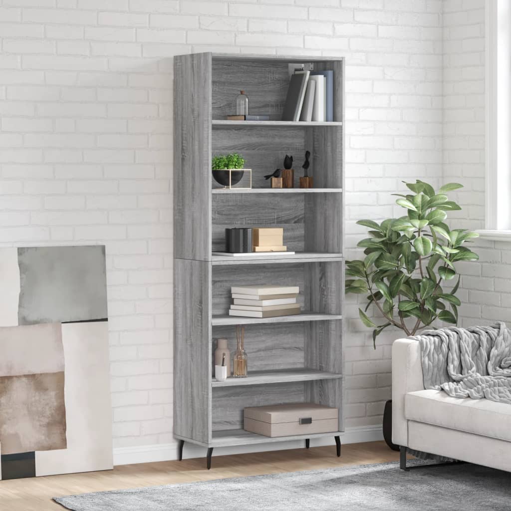 vidaXL Regał szary dąb sonoma 69,5x32,5x180 cm materiał drewnopochodny