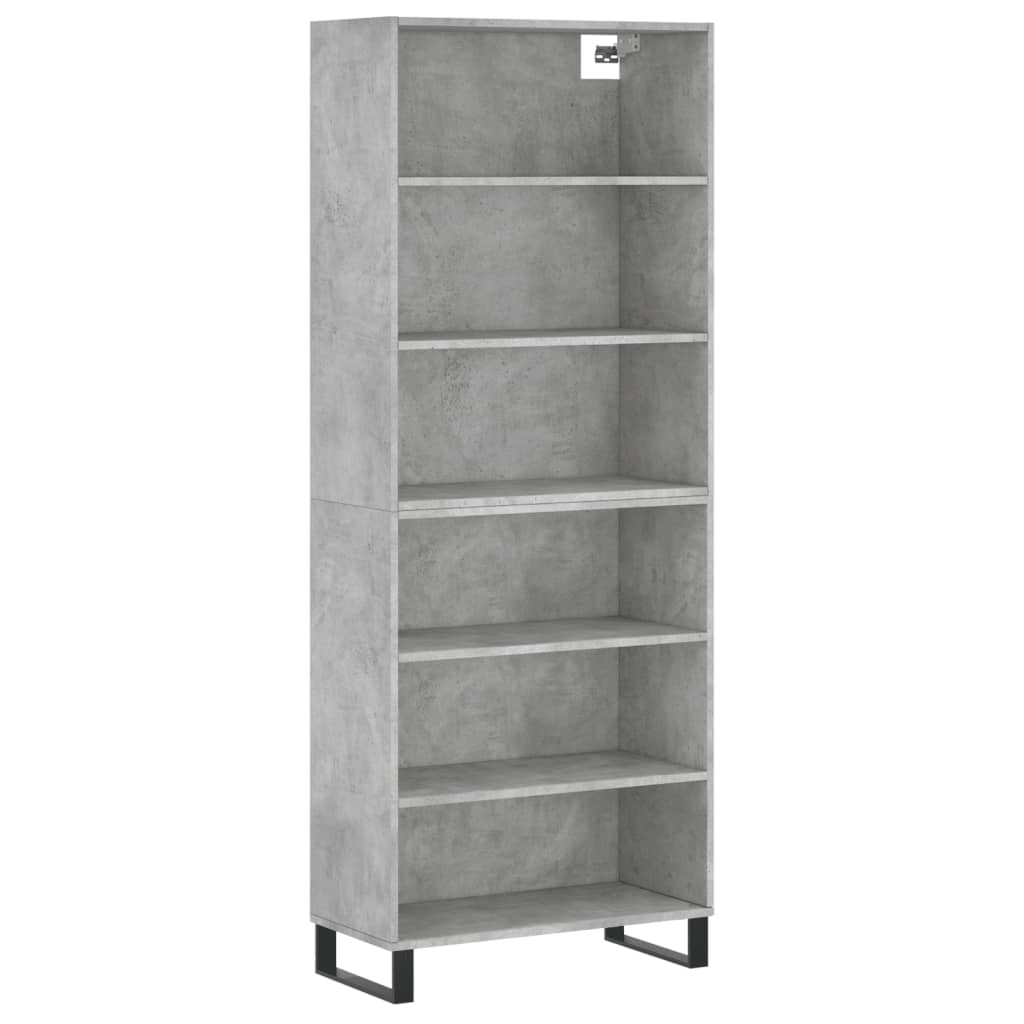 vidaXL Regał, szarość betonu, 69,5x32,5x180 cm materiał drewnopochodny
