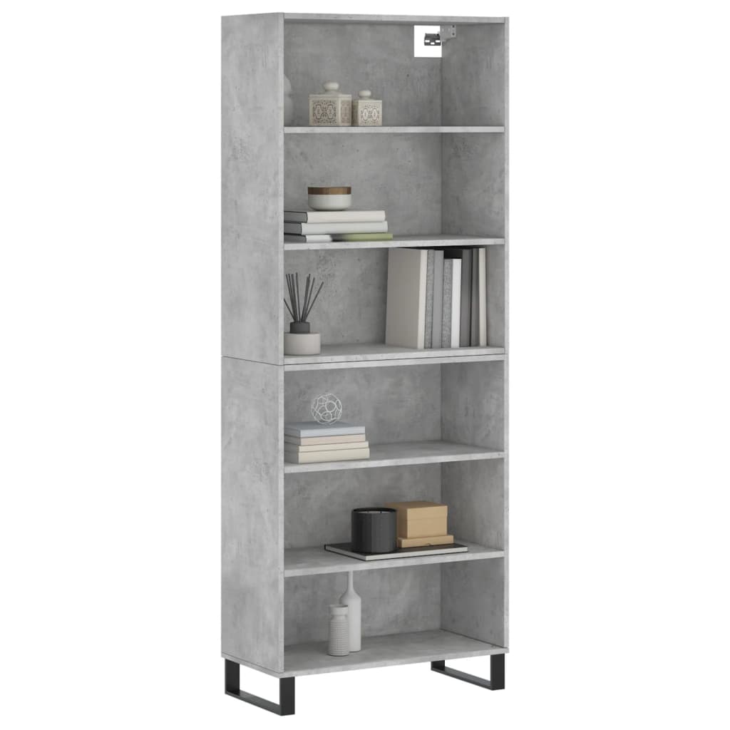 vidaXL Regał, szarość betonu, 69,5x32,5x180 cm materiał drewnopochodny
