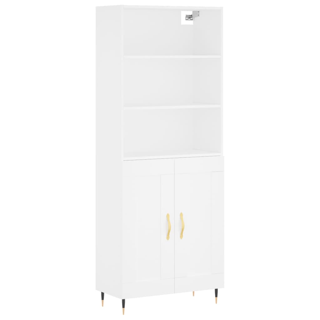 vidaXL Witrynka, biała, 69,5x34x180 cm, materiał drewnopochodny