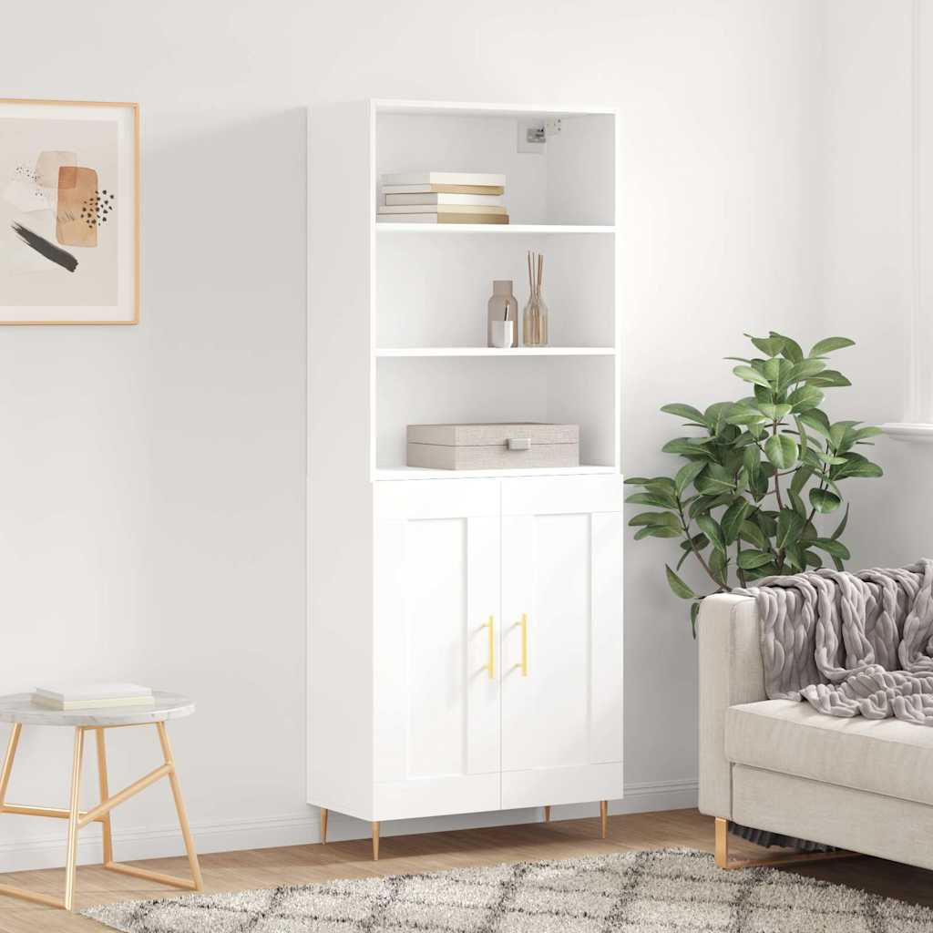 vidaXL Witrynka, biała, 69,5x34x180 cm, materiał drewnopochodny