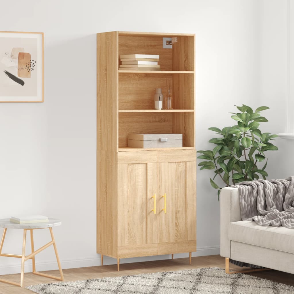 vidaXL Witrynka, dąb sonoma, 69,5x34x180 cm, materiał drewnopochodny
