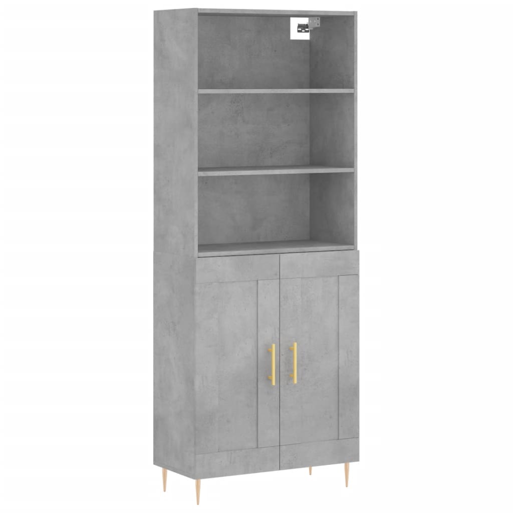 vidaXL Witrynka, szarość betonu 69,5x34x180 cm materiał drewnopochodny