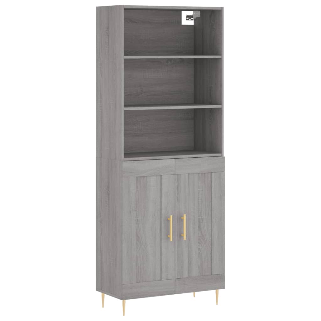 vidaXL Witrynka szary dąb sonoma 69,5x34x180cm materiał drewnopochodny