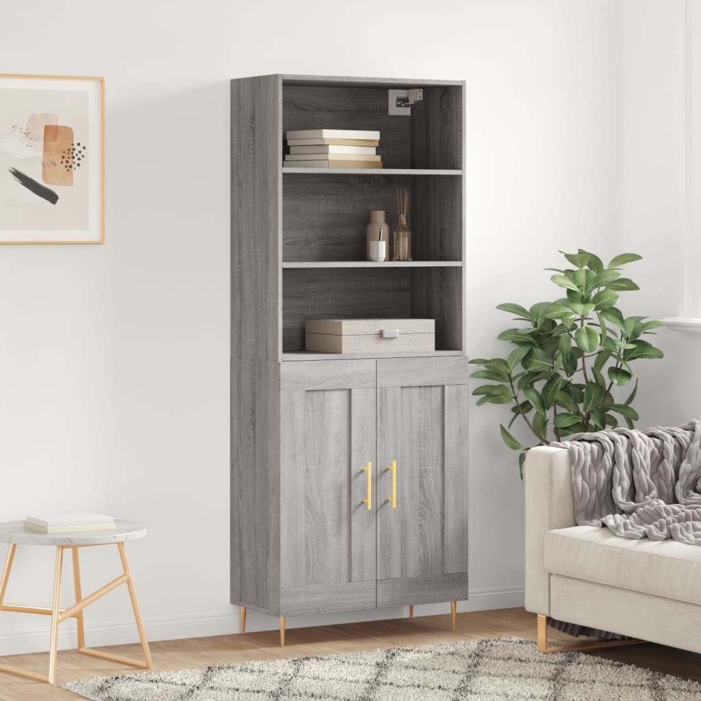 vidaXL Witrynka szary dąb sonoma 69,5x34x180cm materiał drewnopochodny