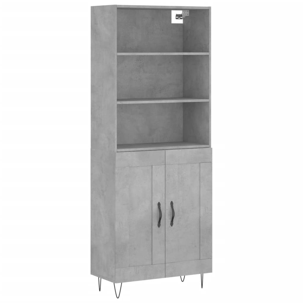 vidaXL Witrynka, szarość betonu 69,5x34x180 cm materiał drewnopochodny