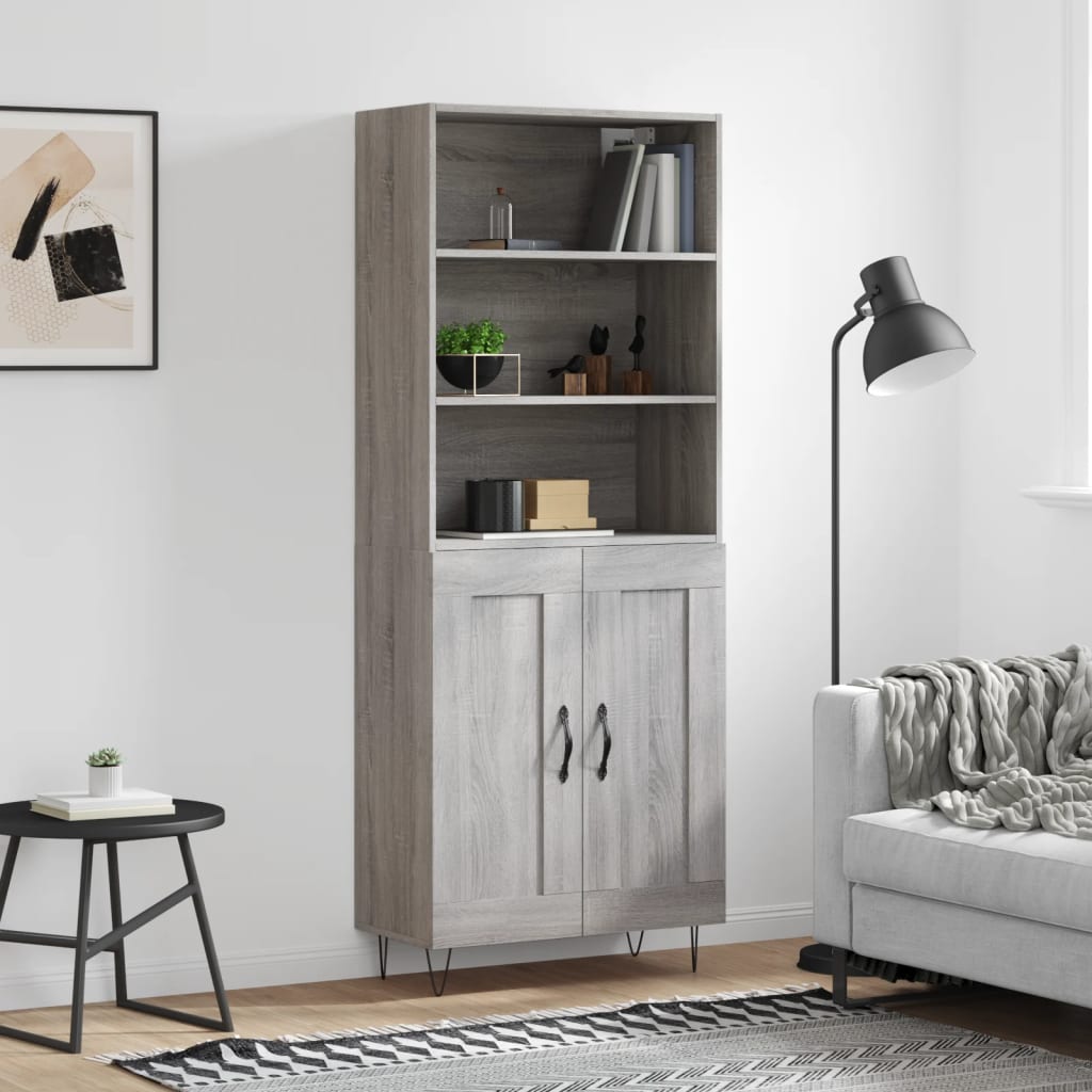 vidaXL Witrynka szary dąb sonoma 69,5x34x180cm materiał drewnopochodny