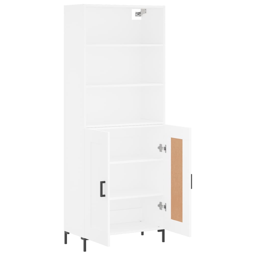 vidaXL Witrynka, biała, 69,5x34x180 cm, materiał drewnopochodny