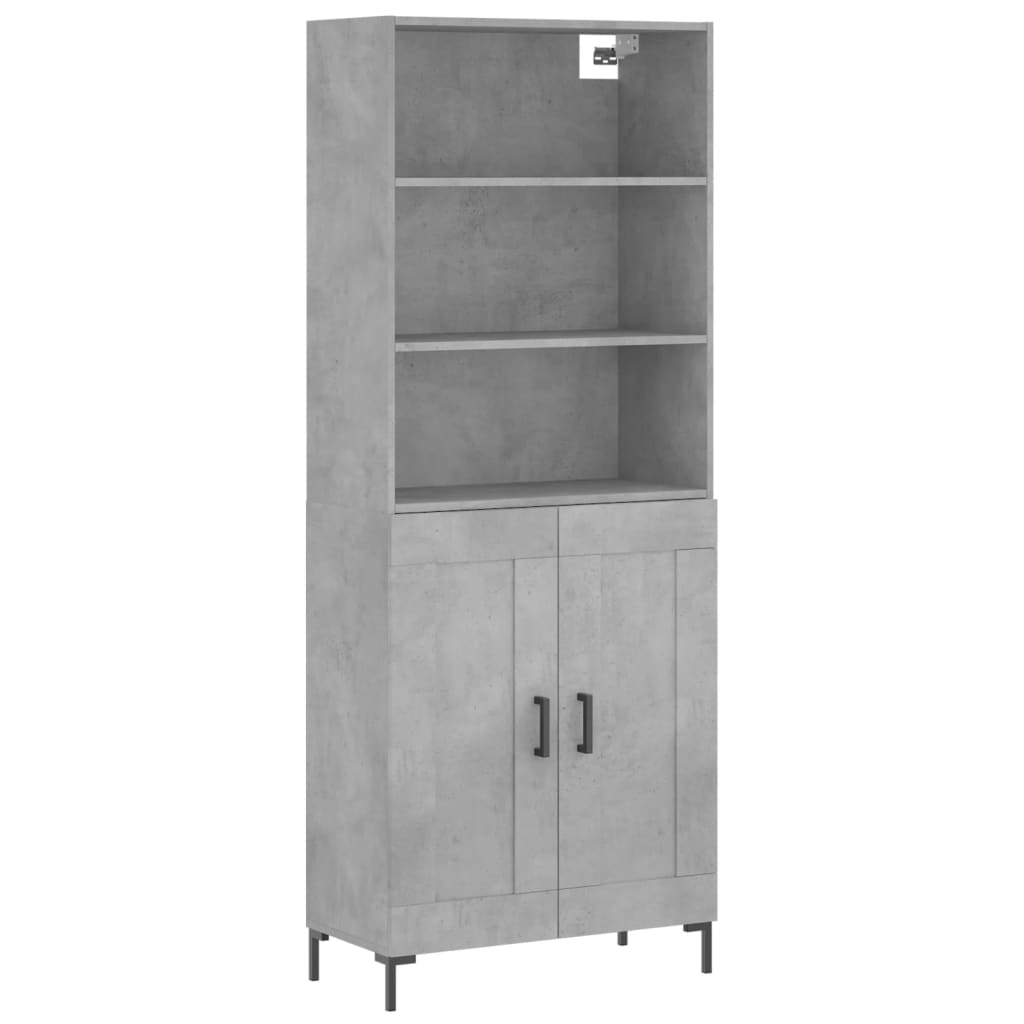 vidaXL Witrynka, szarość betonu 69,5x34x180 cm materiał drewnopochodny