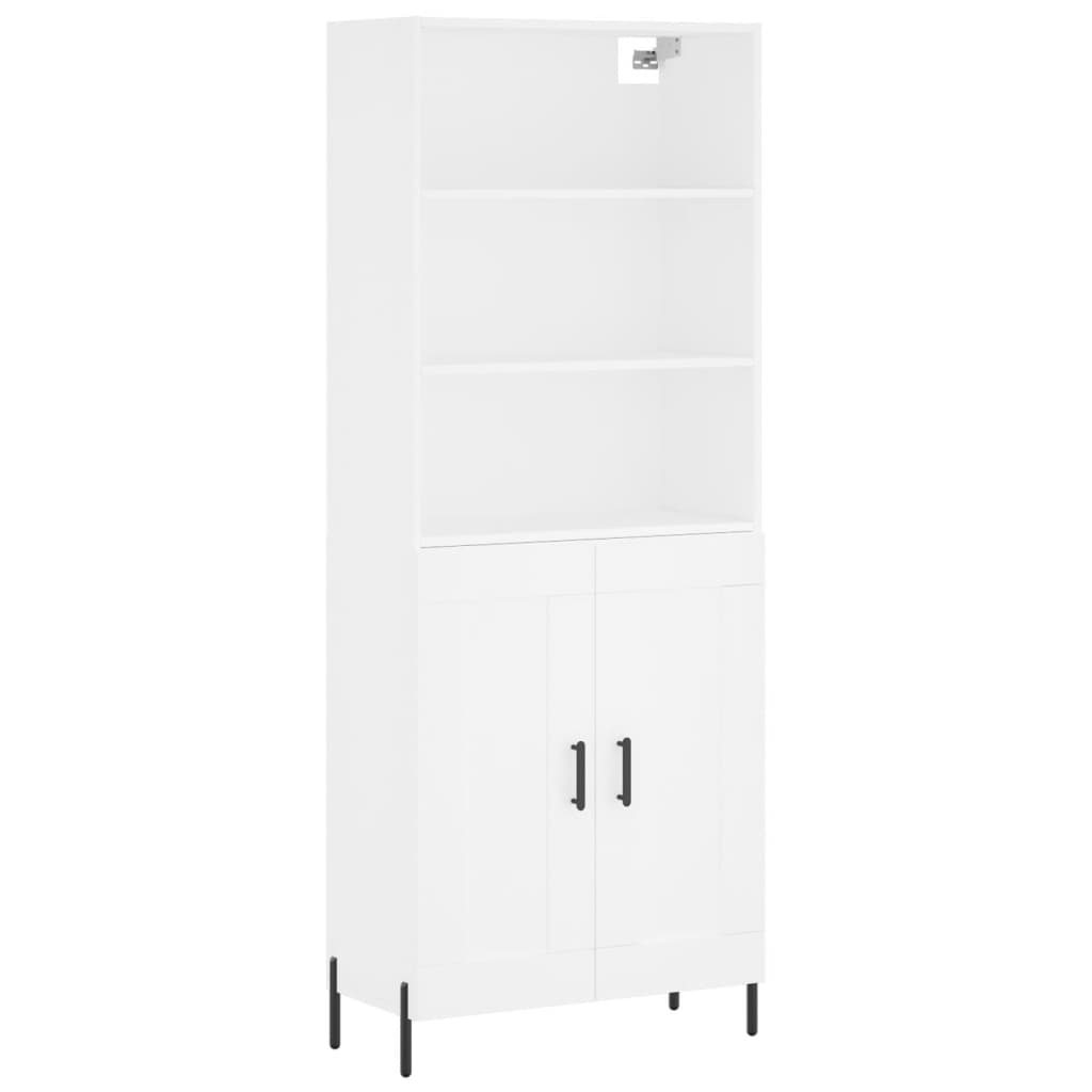 vidaXL Witrynka, biała, 69,5x34x180 cm, materiał drewnopochodny