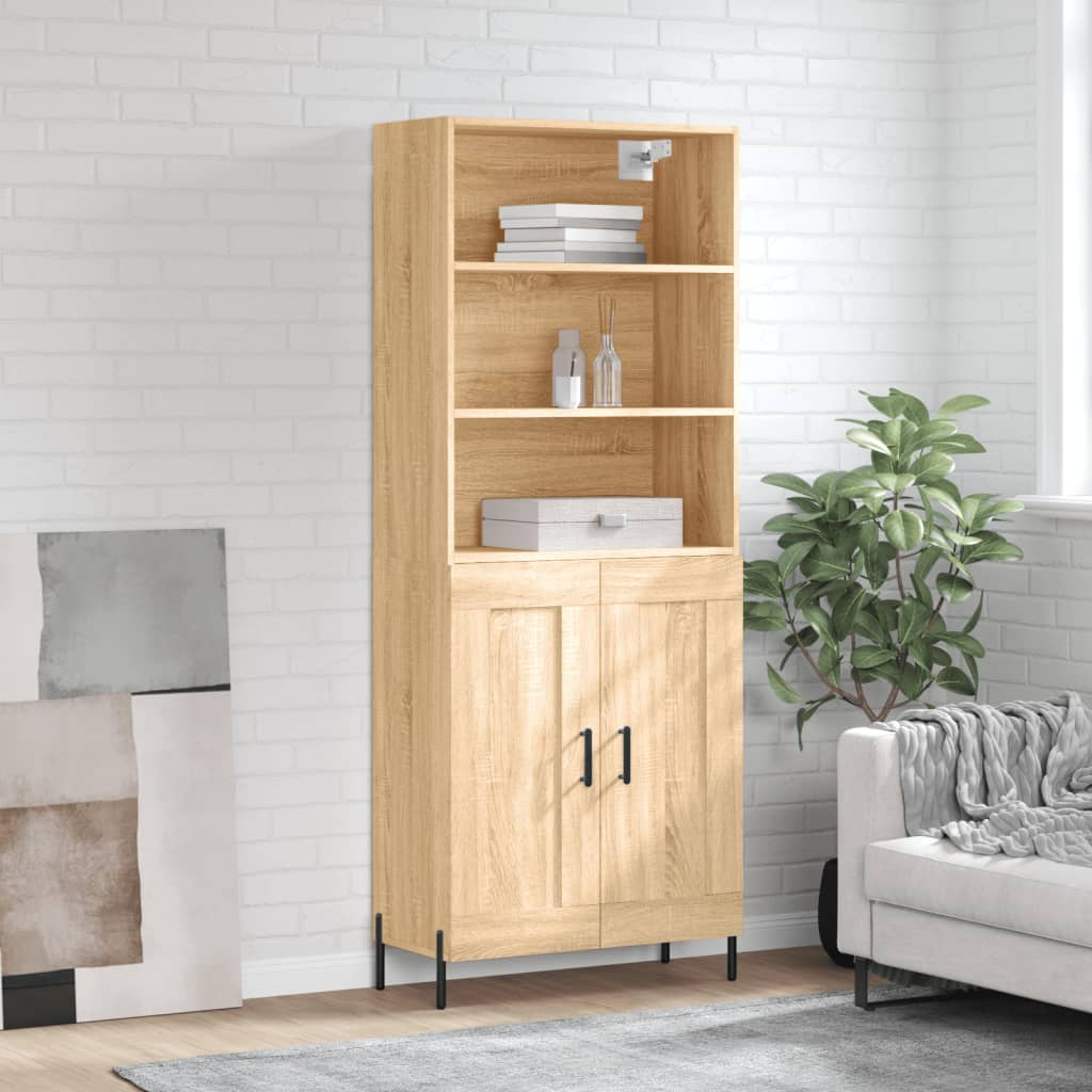 vidaXL Witrynka, dąb sonoma, 69,5x34x180 cm, materiał drewnopochodny
