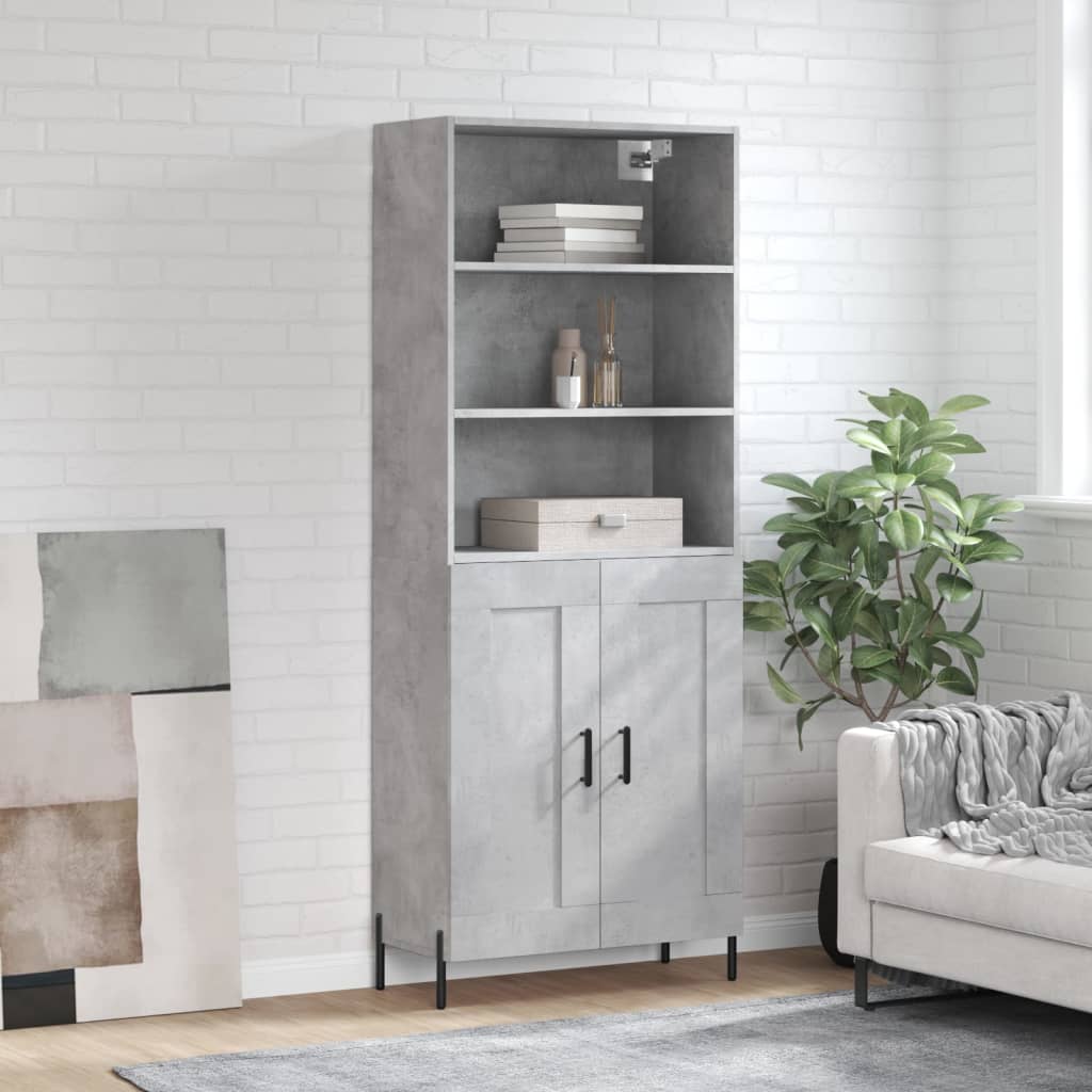 vidaXL Witrynka, szarość betonu 69,5x34x180 cm materiał drewnopochodny