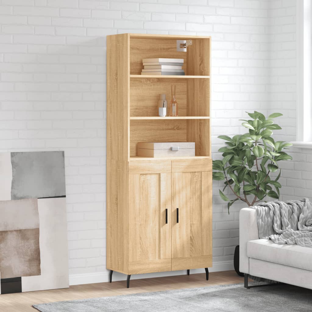 vidaXL Witrynka, dąb sonoma, 69,5x34x180 cm, materiał drewnopochodny
