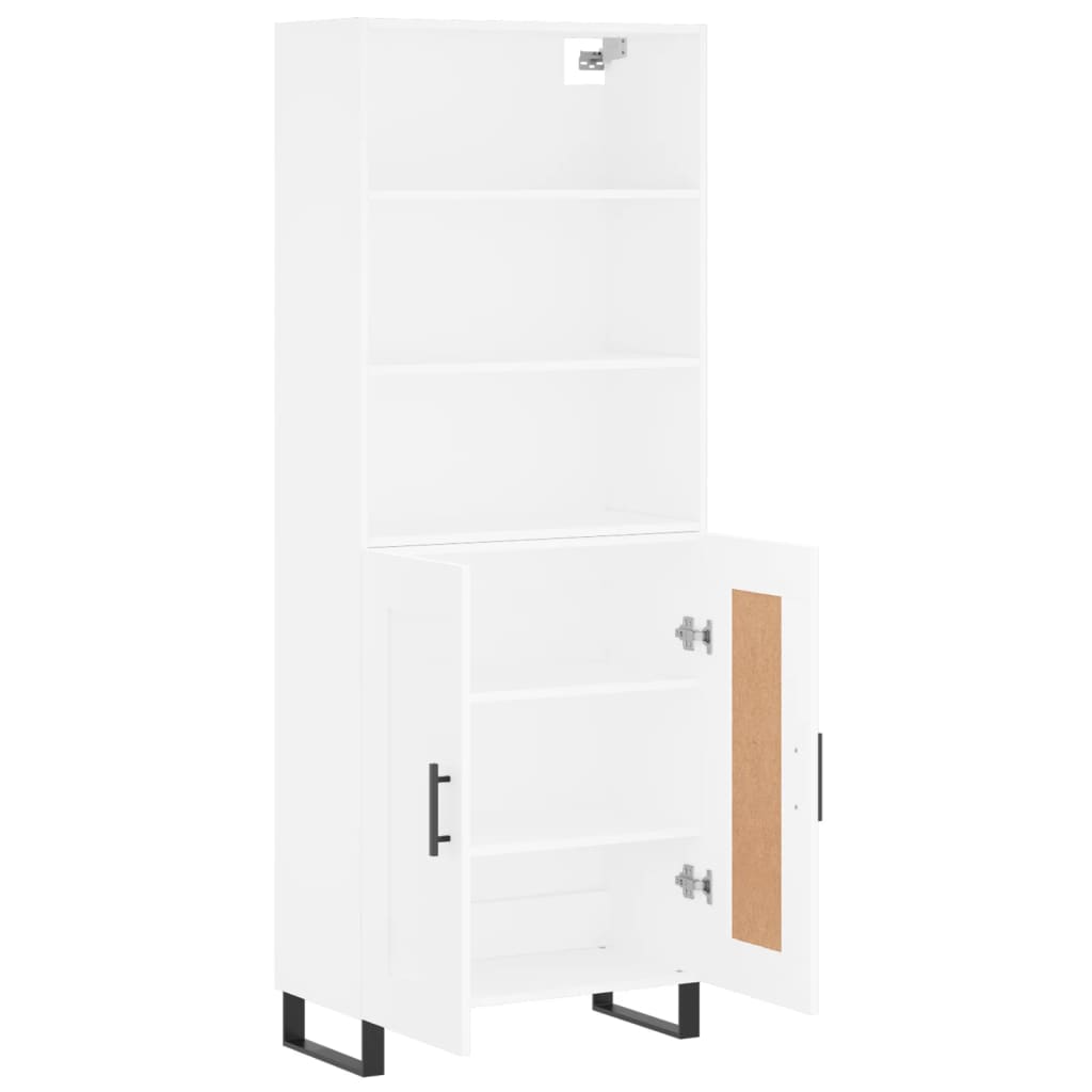 vidaXL Witrynka, biała, 69,5x34x180 cm, materiał drewnopochodny