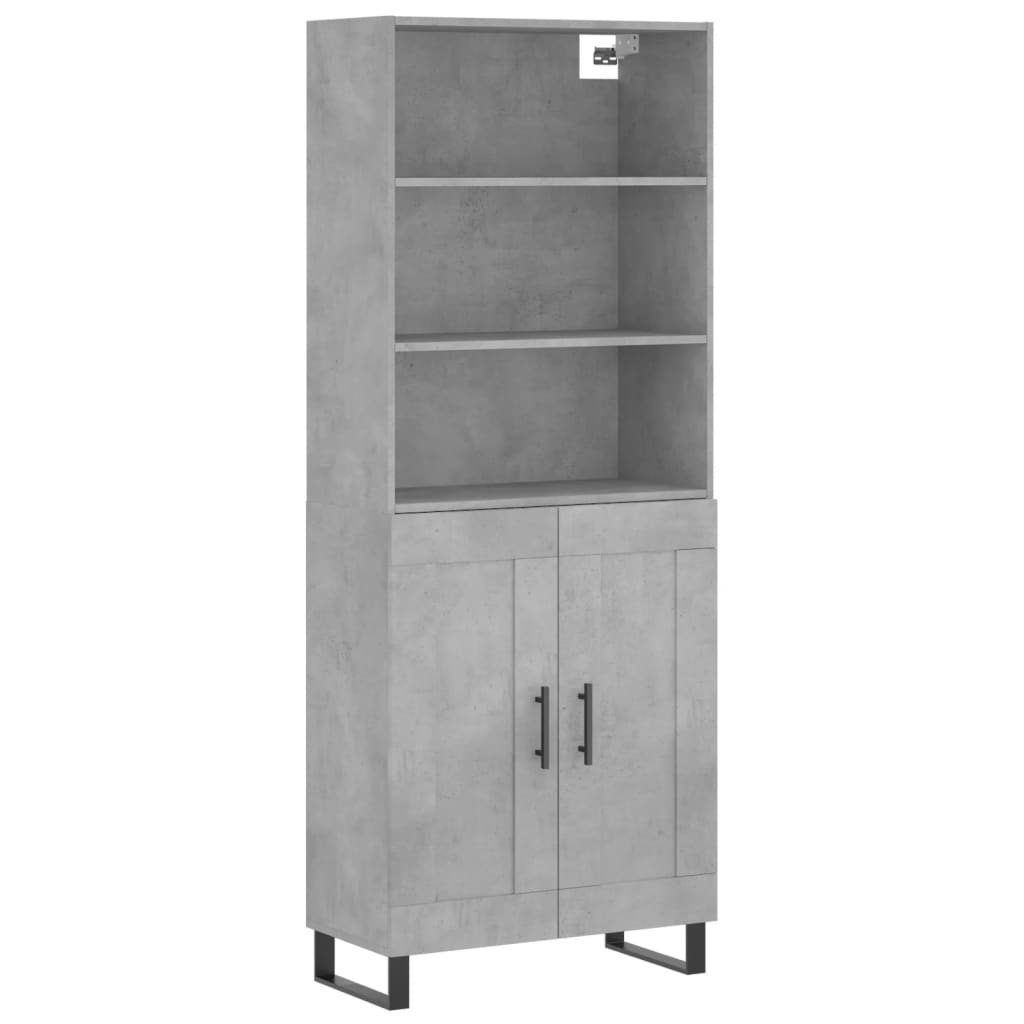 vidaXL Witrynka, szarość betonu 69,5x34x180 cm materiał drewnopochodny