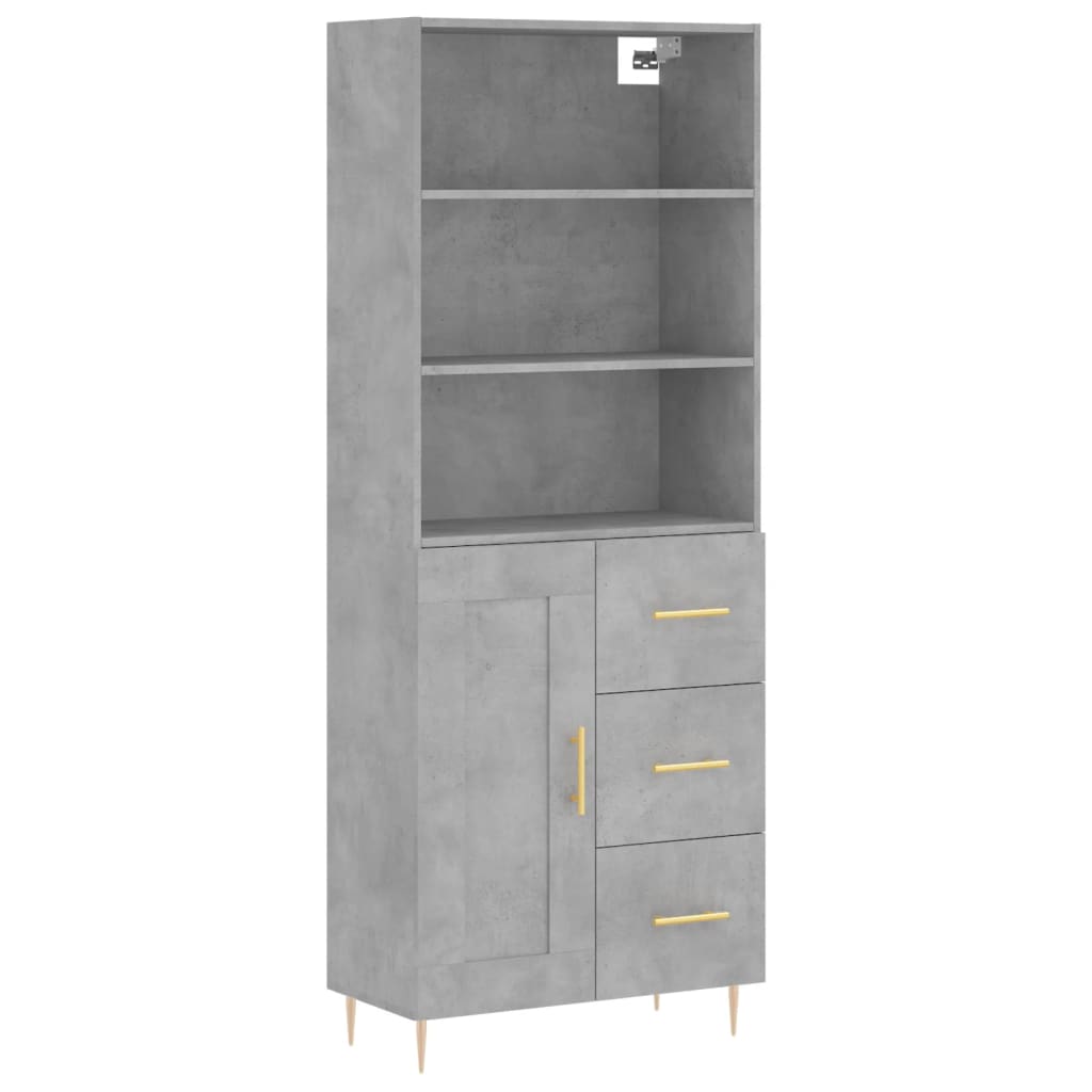 vidaXL Witrynka, szarość betonu 69,5x34x180 cm materiał drewnopochodny