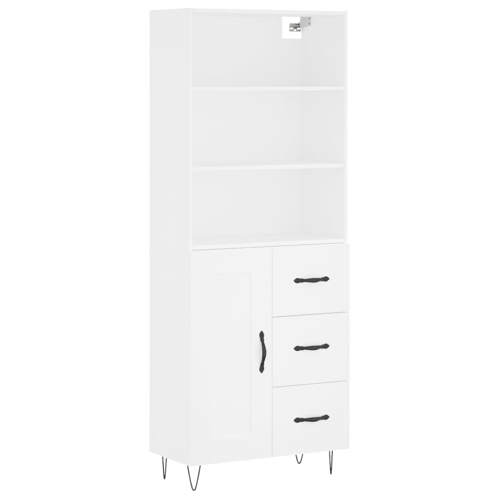 vidaXL Witrynka, biała, 69,5x34x180 cm, materiał drewnopochodny
