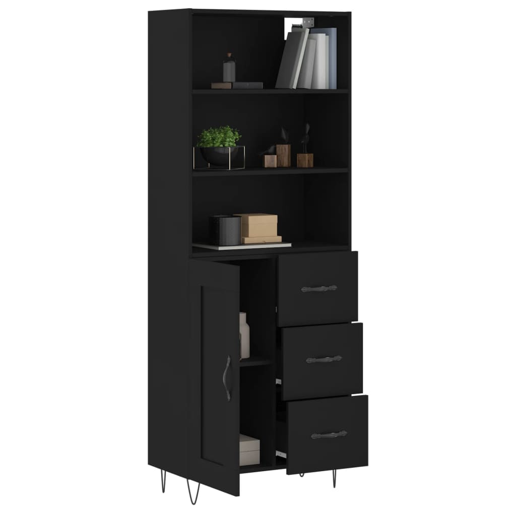 vidaXL Witrynka, czarna, 69,5x34x180 cm, materiał drewnopochodny