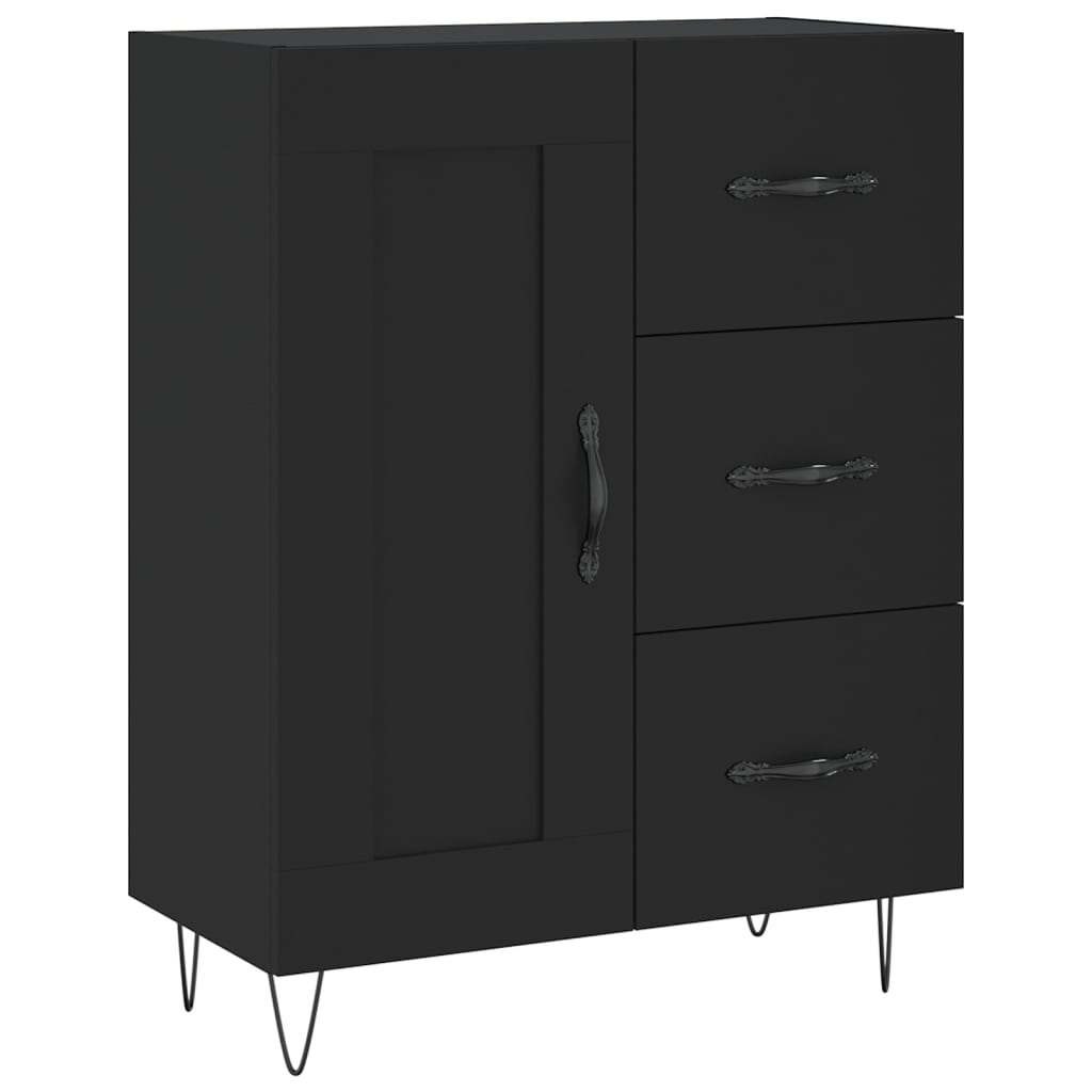 vidaXL Witrynka, czarna, 69,5x34x180 cm, materiał drewnopochodny