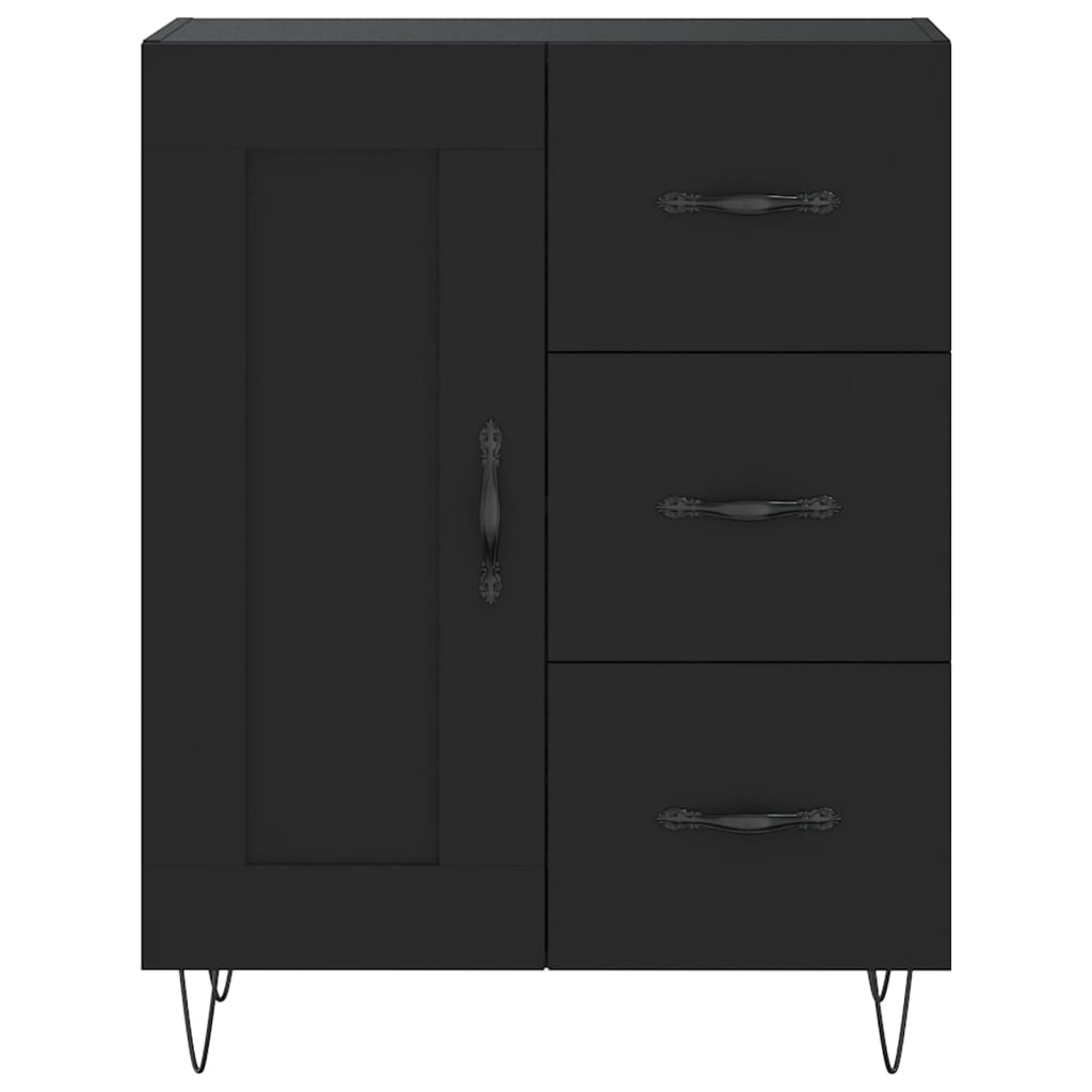 vidaXL Witrynka, czarna, 69,5x34x180 cm, materiał drewnopochodny
