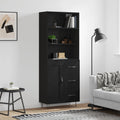 vidaXL Witrynka, czarna, 69,5x34x180 cm, materiał drewnopochodny