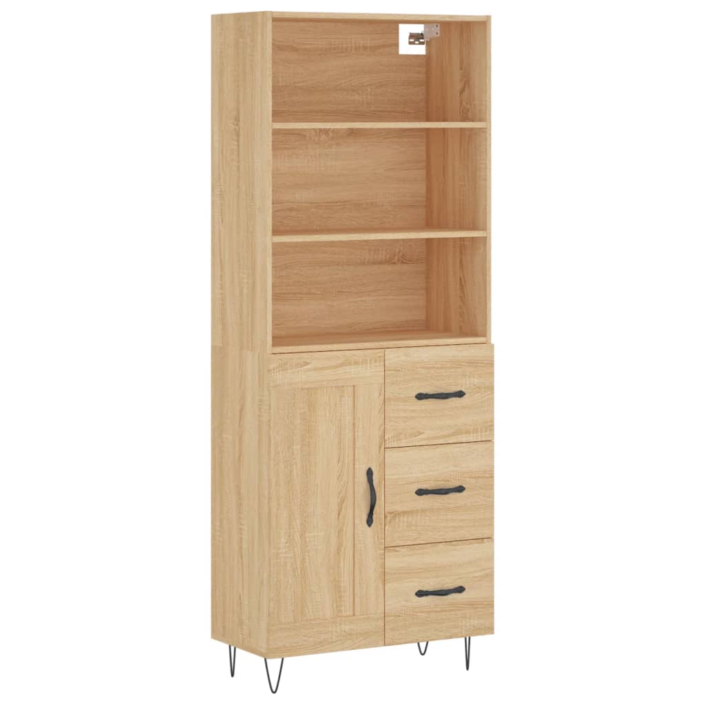 vidaXL Witrynka, dąb sonoma, 69,5x34x180 cm, materiał drewnopochodny