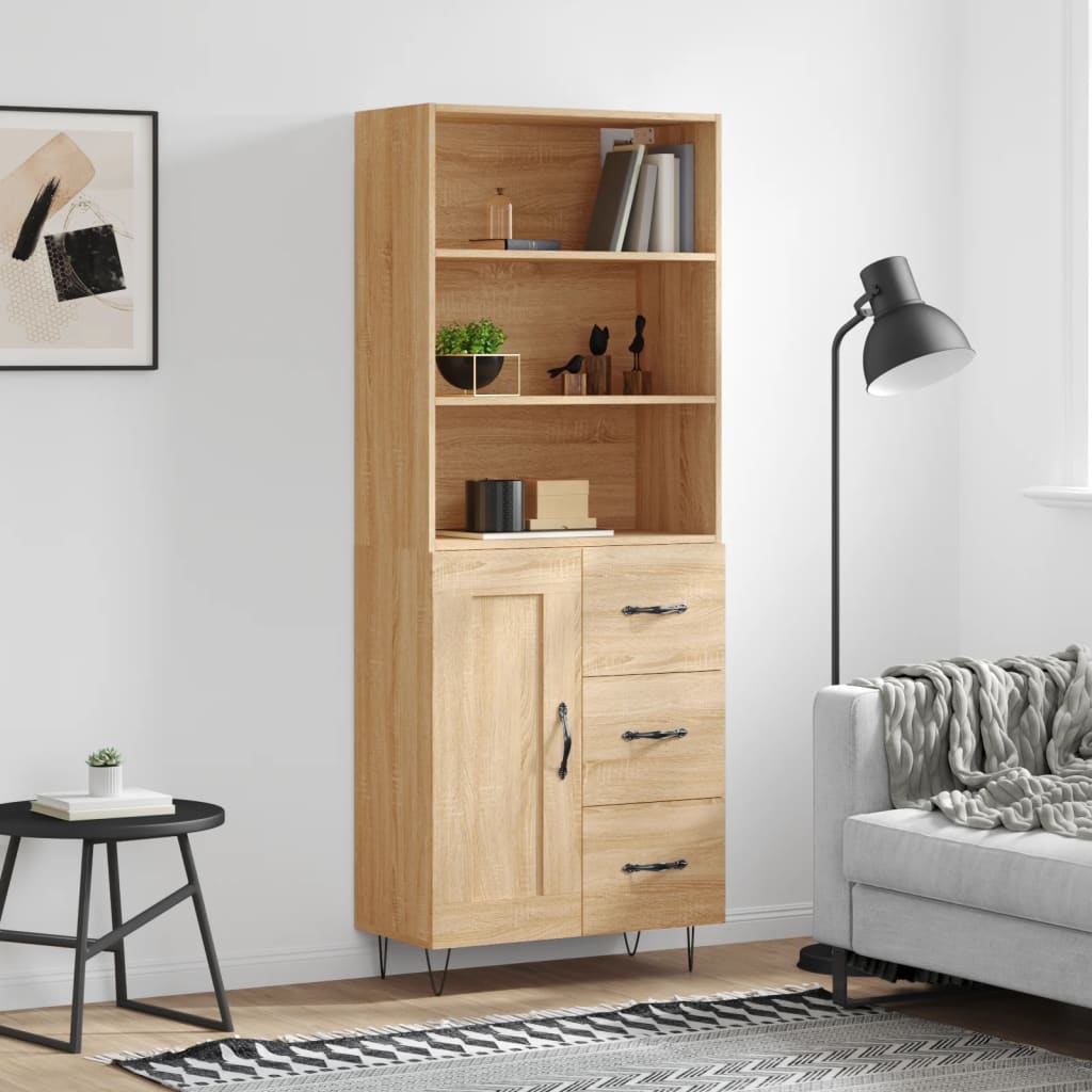 vidaXL Witrynka, dąb sonoma, 69,5x34x180 cm, materiał drewnopochodny