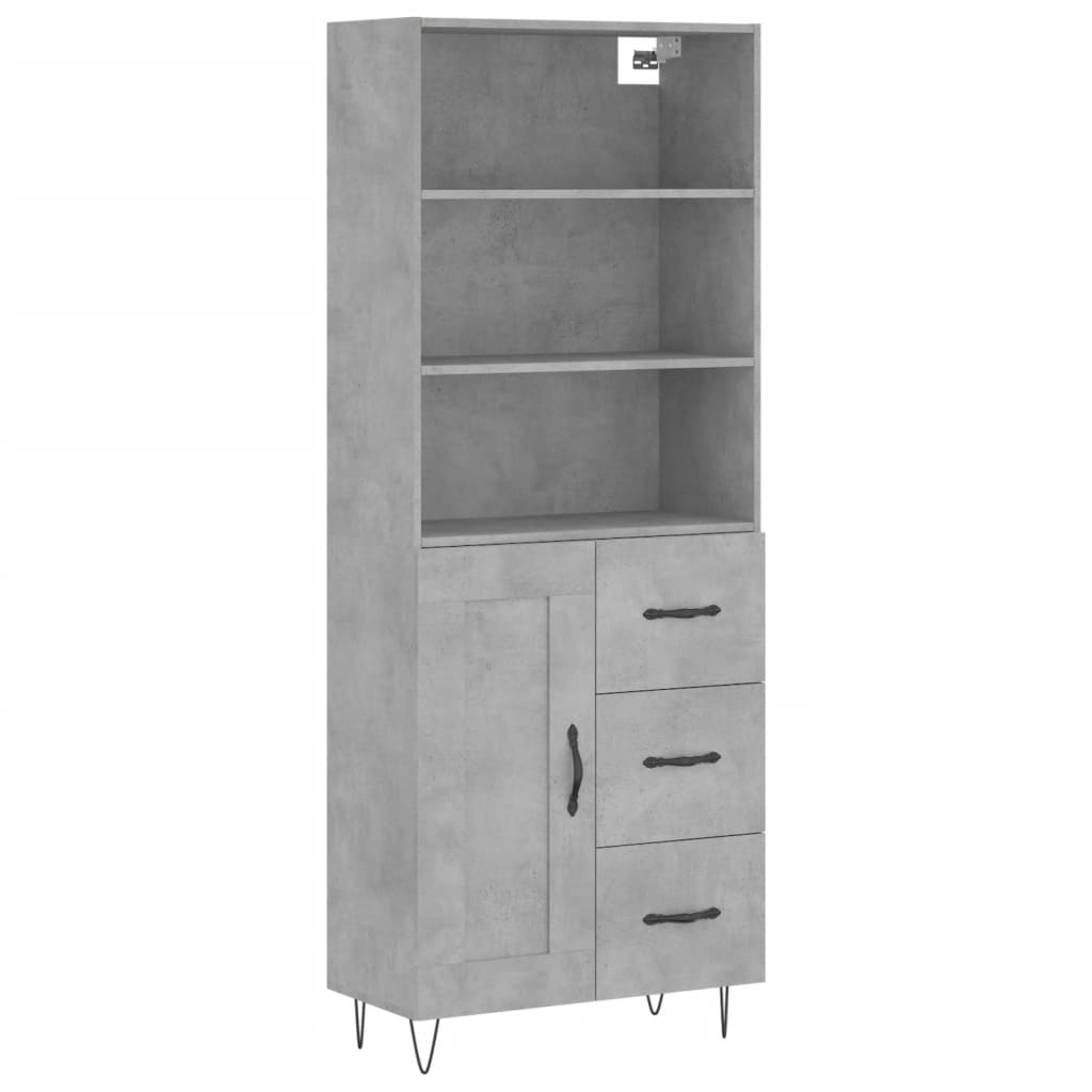 vidaXL Witrynka, szarość betonu 69,5x34x180 cm materiał drewnopochodny