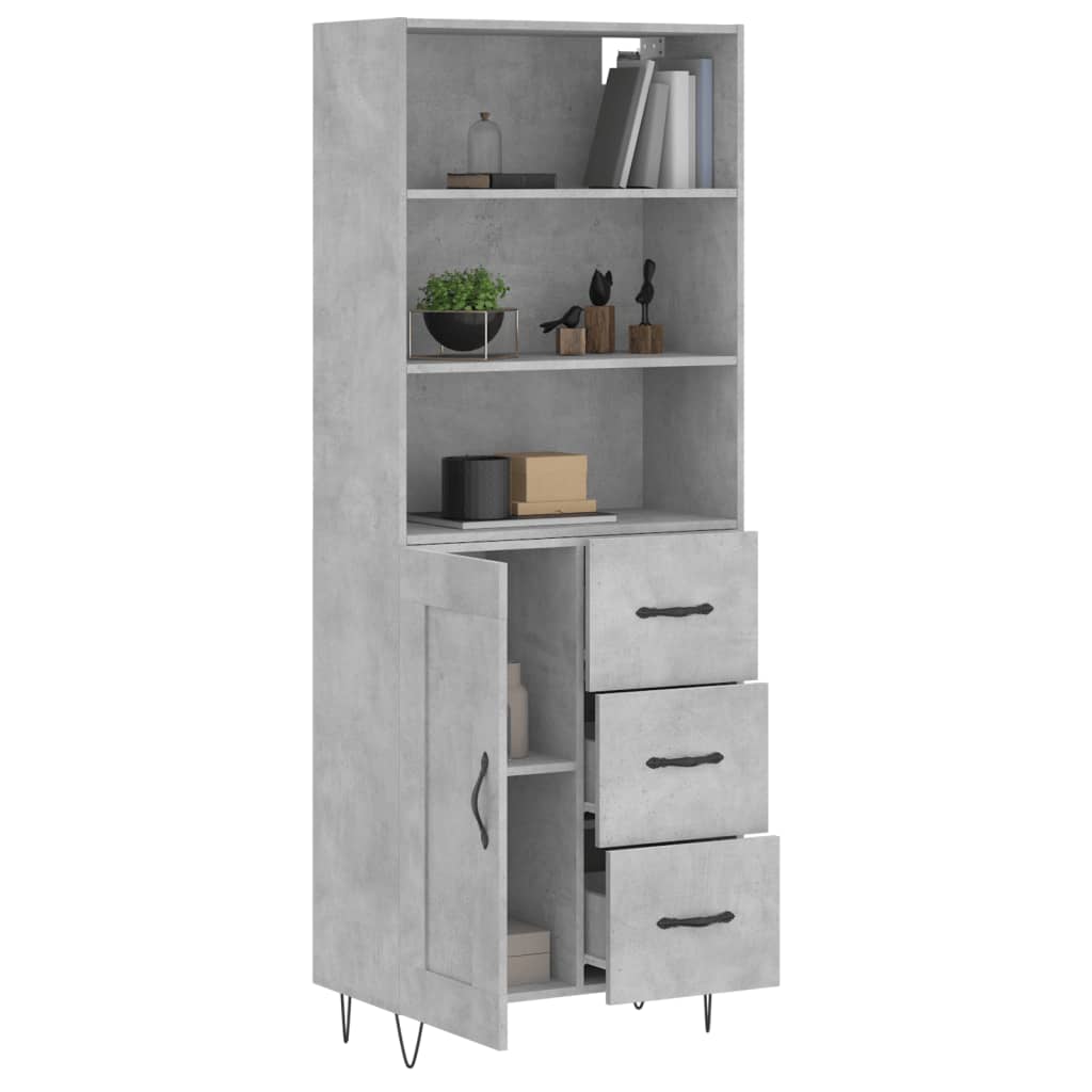 vidaXL Witrynka, szarość betonu 69,5x34x180 cm materiał drewnopochodny