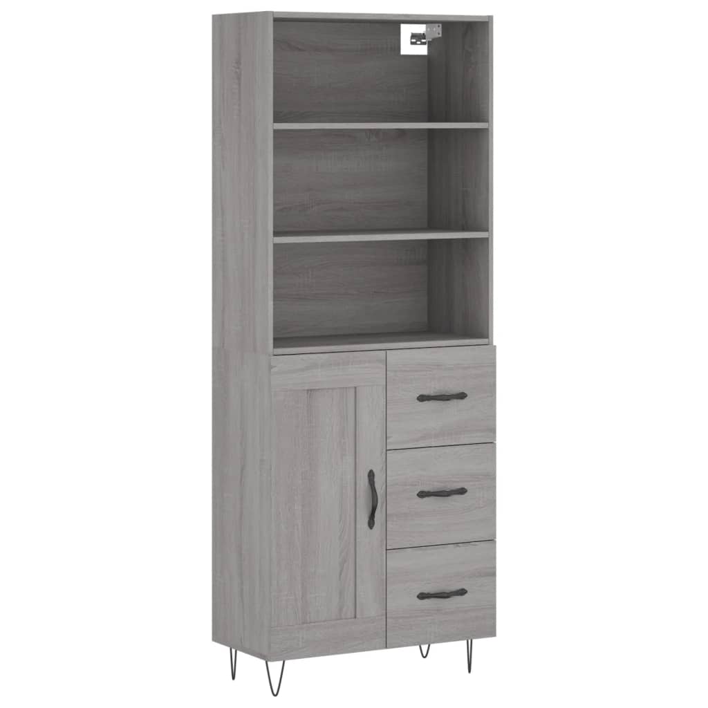 vidaXL Witrynka szary dąb sonoma 69,5x34x180cm materiał drewnopochodny