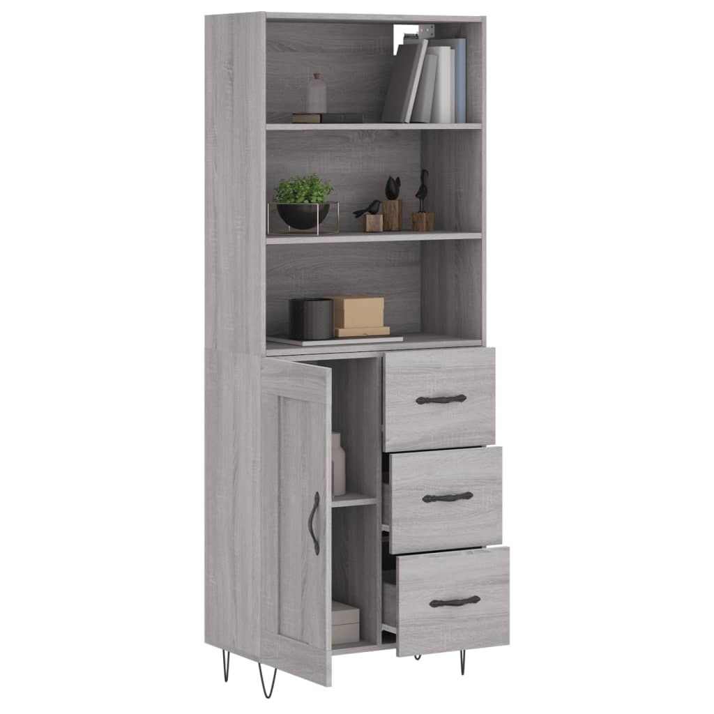 vidaXL Witrynka szary dąb sonoma 69,5x34x180cm materiał drewnopochodny