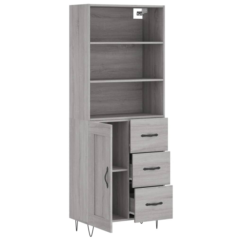 vidaXL Witrynka szary dąb sonoma 69,5x34x180cm materiał drewnopochodny