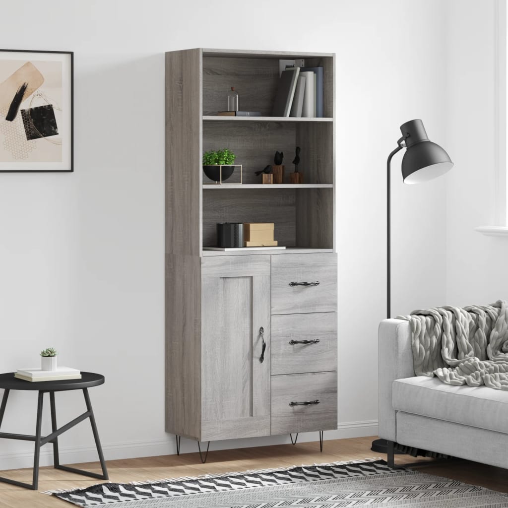 vidaXL Witrynka szary dąb sonoma 69,5x34x180cm materiał drewnopochodny