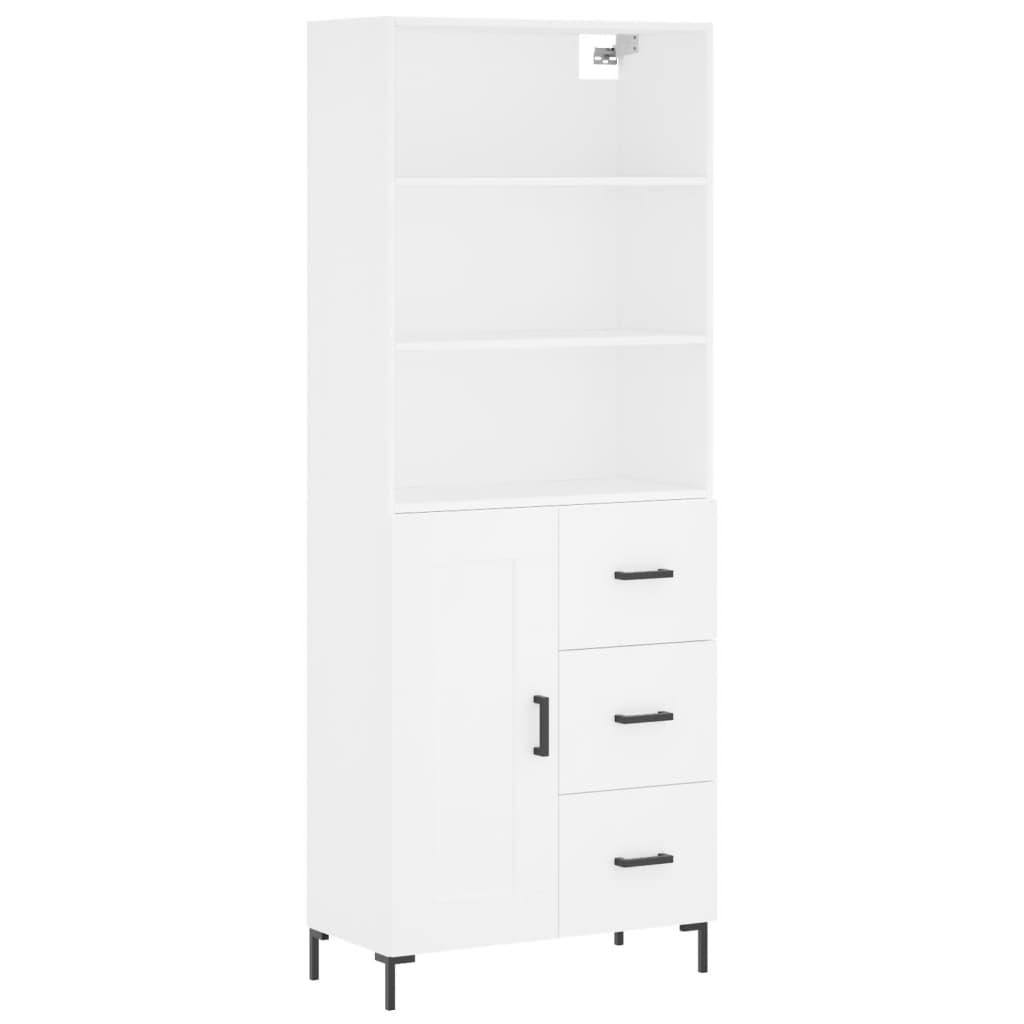 vidaXL Witrynka, biała, 69,5x34x180 cm, materiał drewnopochodny