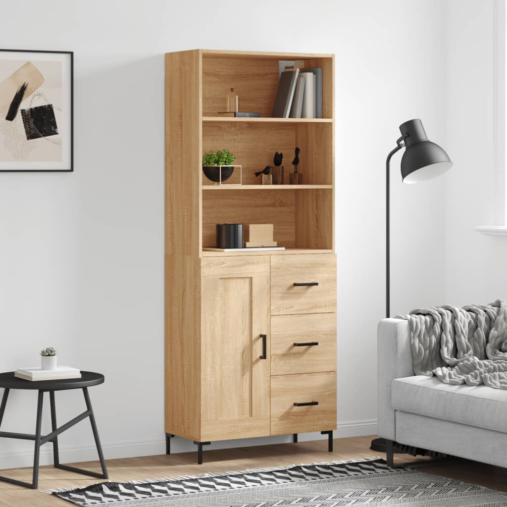 vidaXL Witrynka, dąb sonoma, 69,5x34x180 cm, materiał drewnopochodny