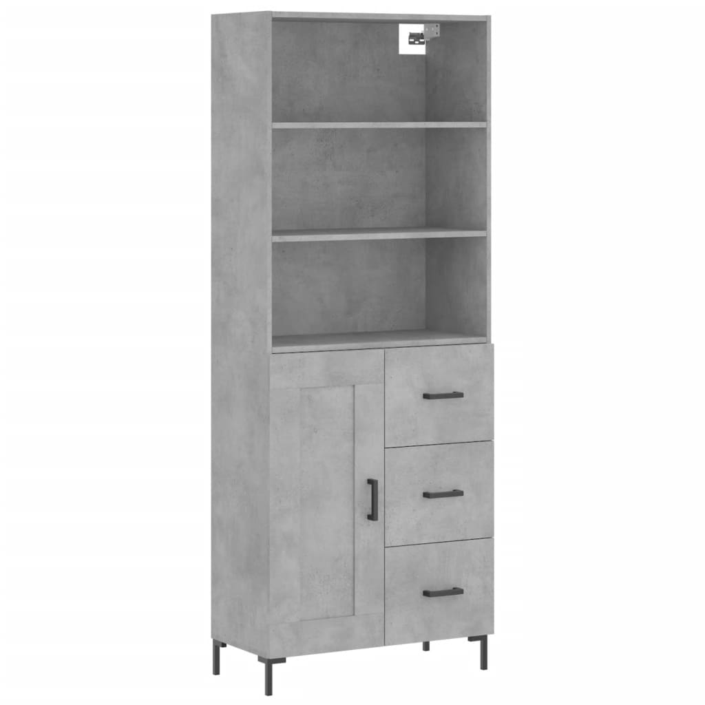 vidaXL Witrynka, szarość betonu 69,5x34x180 cm materiał drewnopochodny