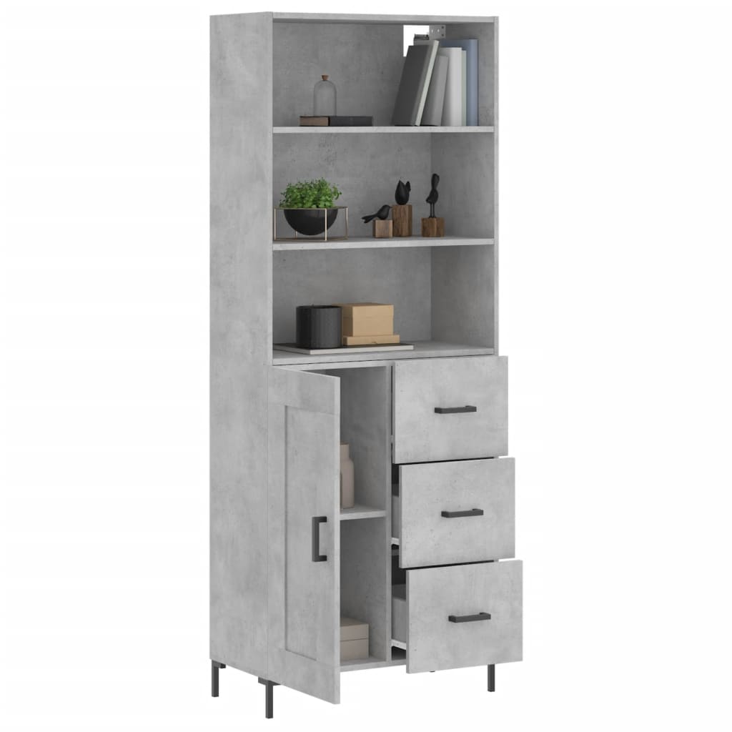 vidaXL Witrynka, szarość betonu 69,5x34x180 cm materiał drewnopochodny